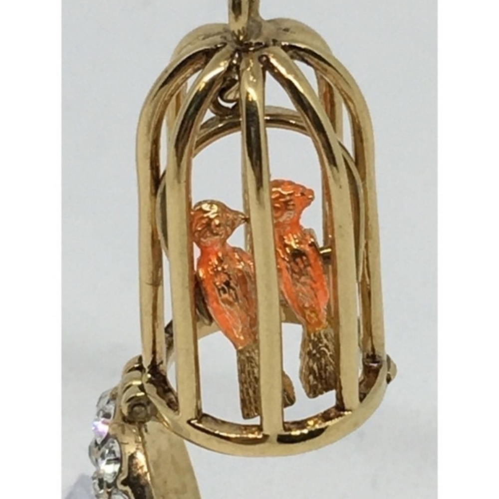 Vintage Juicy Couture LoveBirds Birdcage Charm Orange Enamel Bird 2005 Rare Y2K